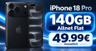 iPhone 18 Pro für einmalig 230€ mit 140GB Allnet Flat nur 49.99€ monatlich