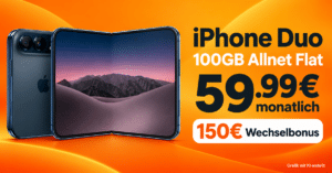 iPhone Duo für einmalig 1128€ mit 100GB Allnet Flat & 150€ Wechselbonus für 59.99€ monatlich