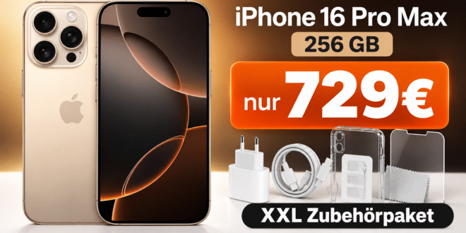 iPhone 16 Pro Max 256 GB für nur 729€ bei eBay – XXL-Zubehör inklusive
