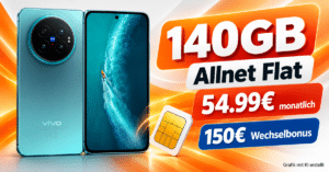 vivo X Fold6 mit Vertrag – einmalig 1059€ mit 140GB Allnet Flat & 150€ Wechselbonus für 54.99€ monatlich