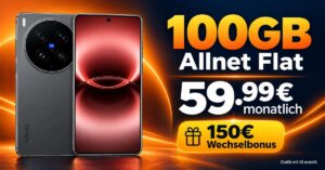 vivo X300 Ultra für einmalig 384€ mit 100GB Allnet Flat & 150€ Wechselbonus für 59.99€ monatlich