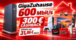Vodafone GigaZuhause 600 Kabel: 300€ Cashback sichern – sogar günstiger als der 300er-Tarif!