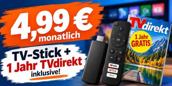 waipu.tv Start: TV-Stick und 1 Jahr TVdirekt für nur 4.99 € monatlich
